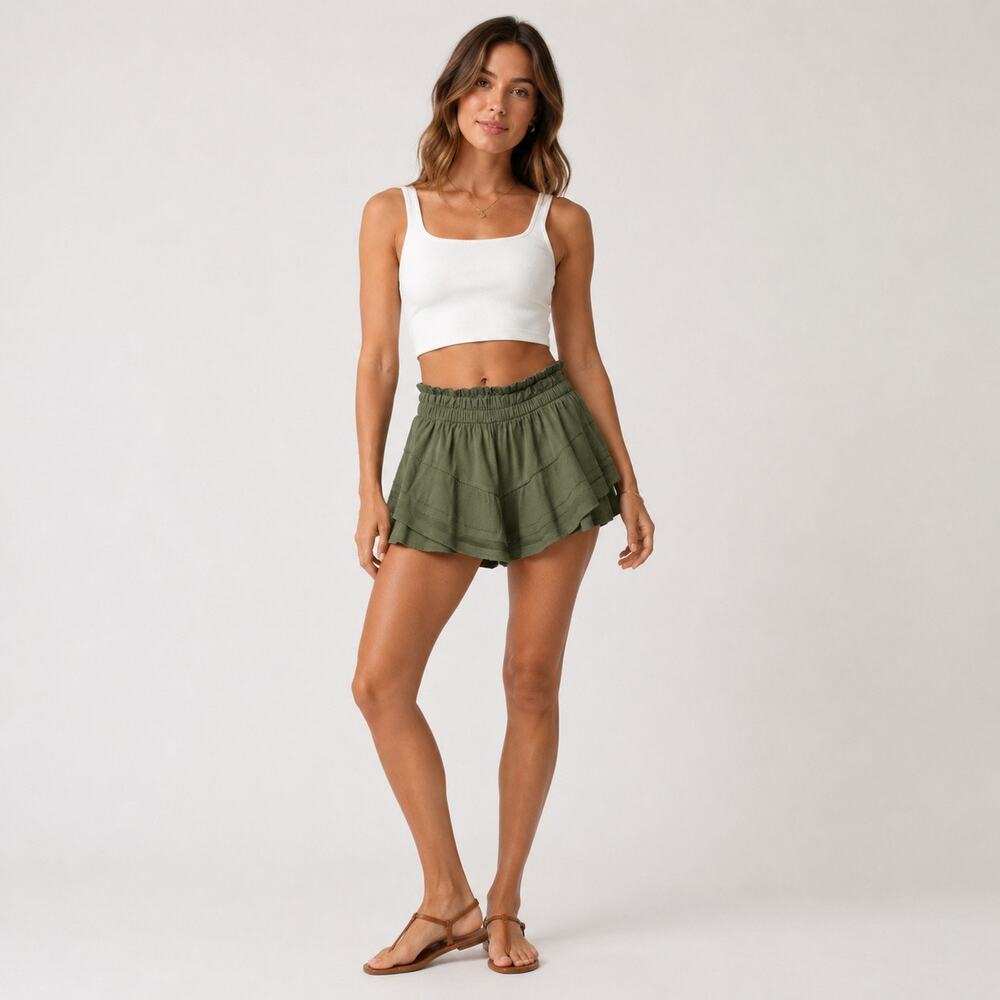 Aerie olive green ruffled skort. Women M